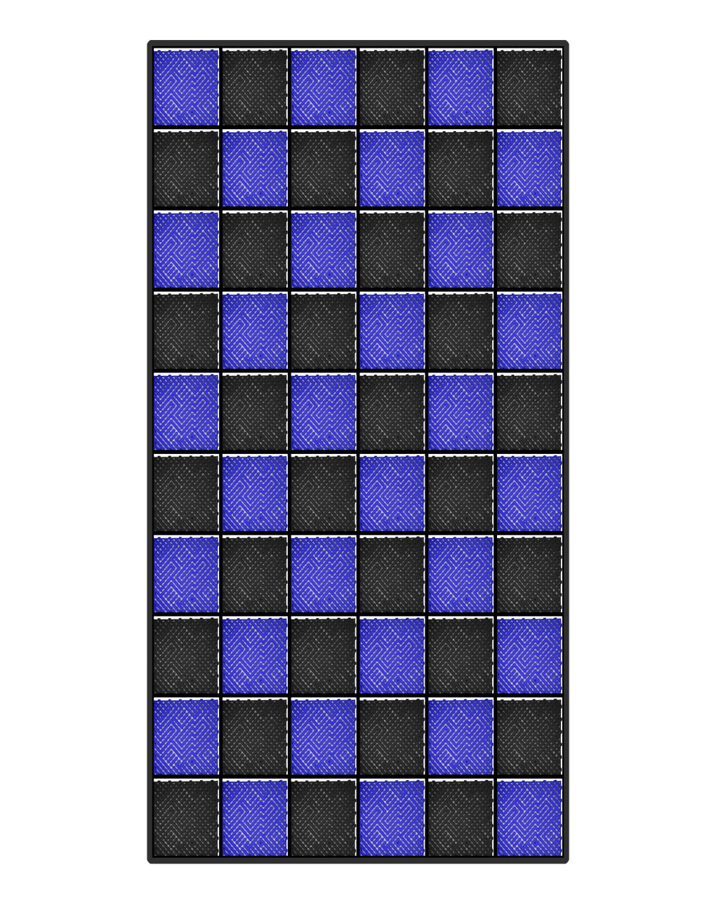 Kit dalles de sol damier pour garage - 15m² - 5 m x 3 m - Bleu et noir
