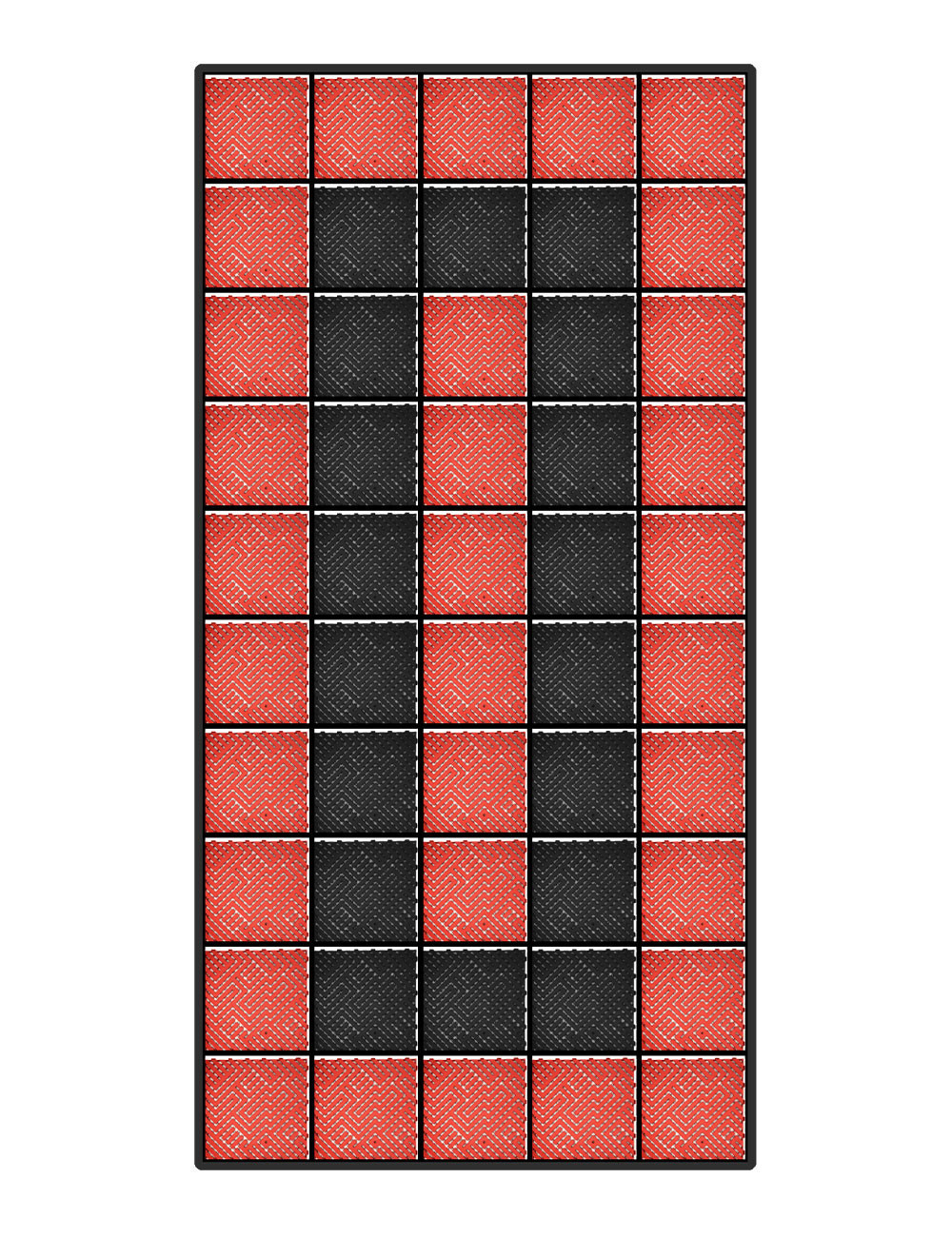 Kit dalles de sol motif racing pour voiture - 12m² - 2,5 m x 5 m - Rouge et Noir