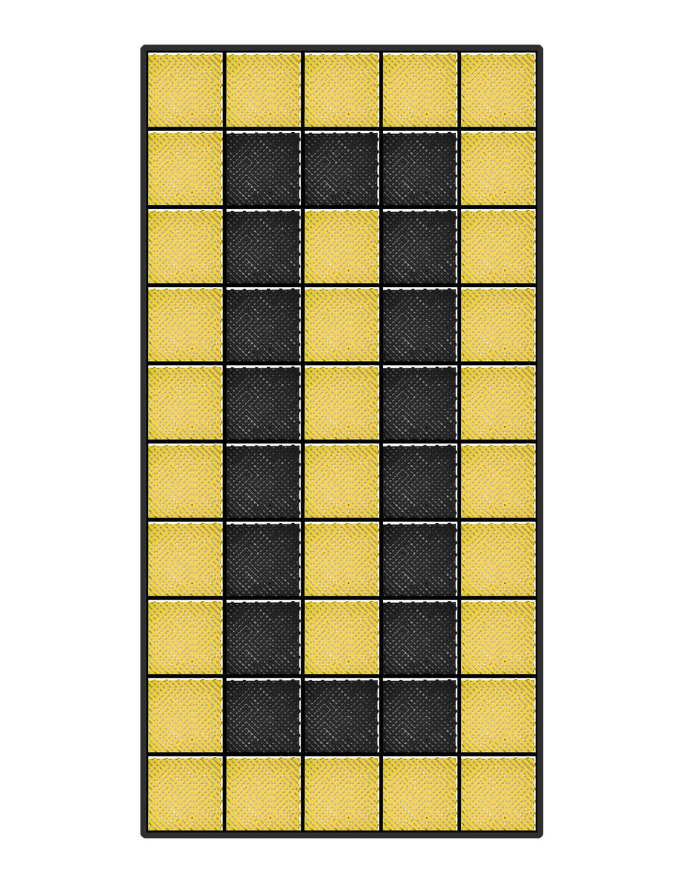 Kit dalles de sol motif racing pour voiture - 12m² - 2,5 m x 5 m - Jaune et noir