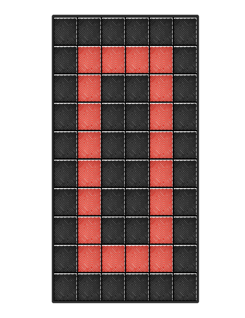Kit dalles de sol motif racing pour garage - 15m² - 5 m x 3 m - Noir et rouge