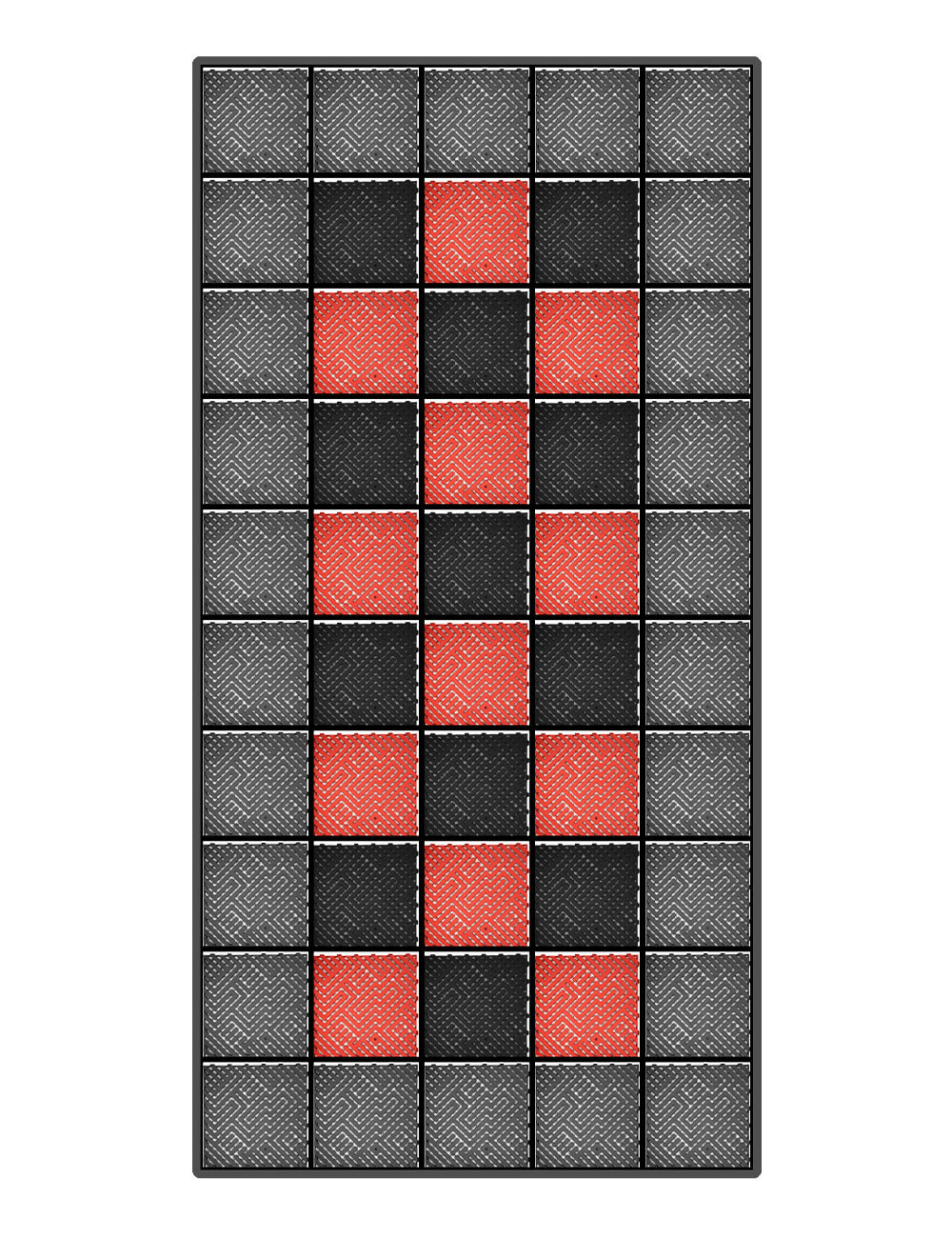 Kit dalles de sol damier pour voiture - 3 couleurs - 12m² - 2,5 m x 5 m - Anthracite, noir et rouge