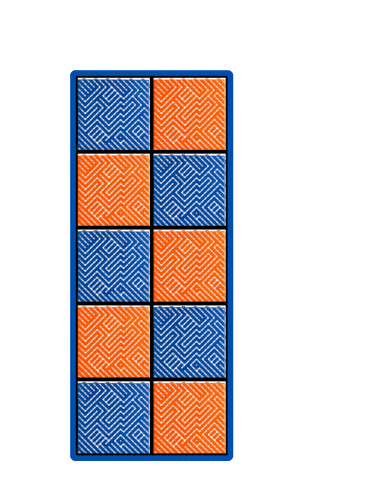 Kit dalles de sol damier pour moto - 2 couleurs - 2.5m² - 1 m x 2.5 m - Orange et Bleu