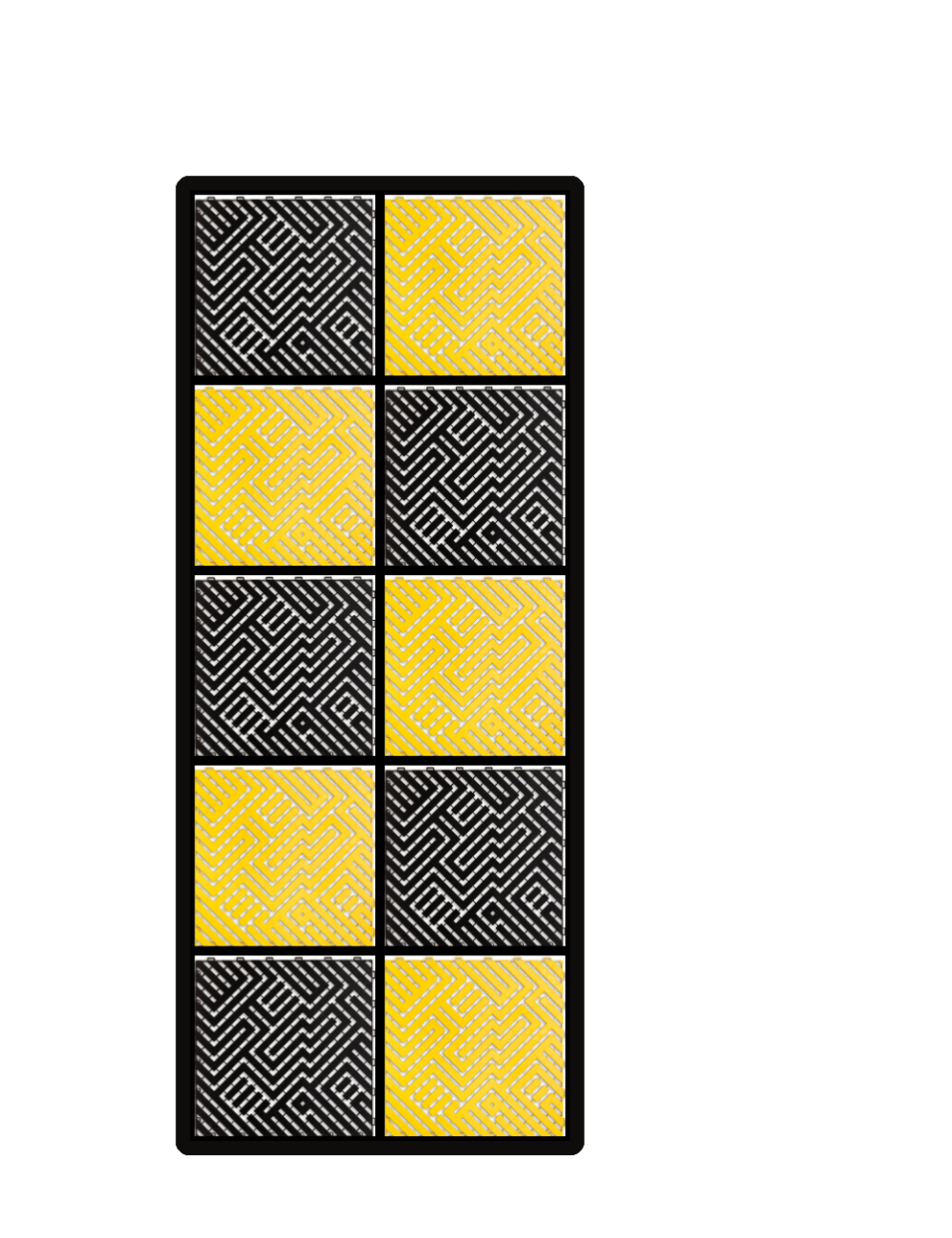 Kit dalles de sol damier pour moto - 2 couleurs - 2.5m² - 1 m x 2.5 m - Jaune et Noir