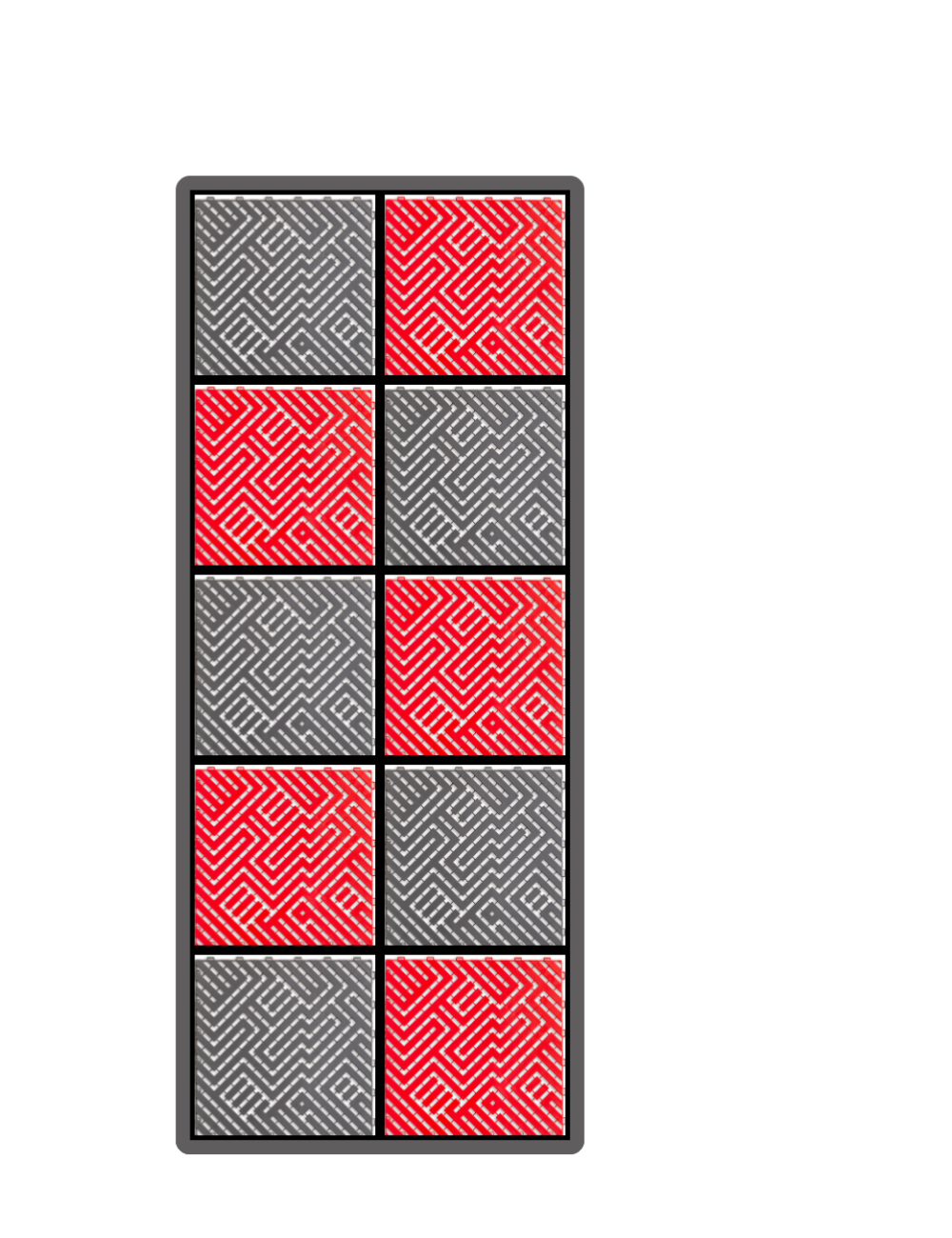 Kit dalles de sol damier pour moto - 2 couleurs - 2.5m² - 1 m x 2.5 m - Rouge et Anthracite