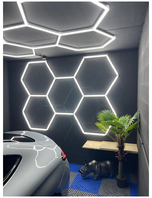 Eclairage LED Hexagonal 24 barres LED - L244 cm - pour garage ou autre espace professionnel